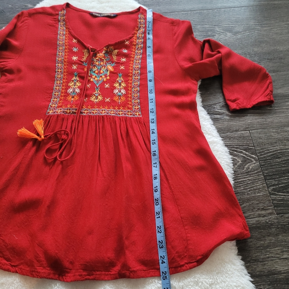 Vintage Chokhi Bandhni Bohemian Chic Peasant Top in Rich Red Sz XS-S - Picture 8 of 9